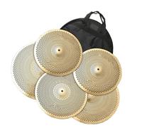 Professional Cymbals Alloy Golden Silent Mute Cymbal Set Pack 5 Pcs(14''hihat/16''crash/18''crash/20''ride) With Cymbal Bag