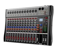 Professional DJ Audio Mixer, 12 Channel Audio Mixer, Bluetooth Sound Mixer, USB Interface, 12 XLR Microphone/Line Inputs, AUX, FX MP3 Processor, Headset, +48V