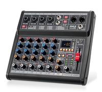 Professional DJ Audio Mixer Controller - 6-Channel DJ Controller Sound Mixer w/DSP 16 Preset Effects, USB Interface, 4 XLR Mic/Line Input, AUX, FX Processor MP3 Player, Headphone Jack - Pyle PMX466