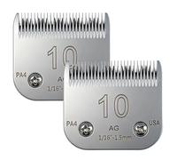 Professional Dog Clipper Size 10 Blades, 10# 1.5mm Dog Grooming Clippers with Detachable Blade Compatible with Oster fit for Andis fit for Wahl Conair A5 Model Series, Sharp, Hardness, Pack of 2