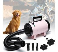 Professional Dog Pet Grooming, 2800W Pet Blow Dryer with 3 Different Nozzles and Pet Grooming Brush, Adjustable Temperature Heater Vechicle Dryer and Duster with 0.8-2.5m Flexible Hose for Detailing