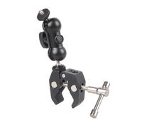 Professional Double Ball Head Camera Clamp 360 Degree Rotation 1/4 and 3/8 Threaded for Live Streaming and Video Camera Clamp