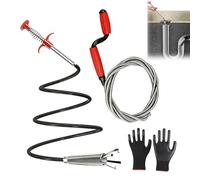 Professional Drain Unblocker Tool, 3 Pack Flexible Drain Unblocker Tools, 5M Duty Drain Unblocker Tool, Toilet Auger & Plumbing Snake with Glove for Bathroom Sewer Bathroom Drainage Kitchen Sink