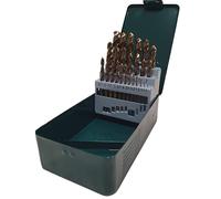 Professional Drill Bit Set - 1.0-13.0 mm 25 Pieces M35 HSS Cobalt Drill Bit for Hardened Steel - HSSCo5% RTi - Ideal as a Metal Drill Bit Stainless Steel and Mild Steel Cast Iron Carbon Plastic and