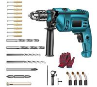 Professional Drill Power Tool Set, 1500W Electric Drill Multi-Function Electric Impact Drill Home Wood Rock Cutting Home Wall Drilling (Blue)
