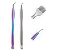 Professional Dual-Ended Brow & Eyelash Grooming Tools Set - Precise Metal Tips & Stainless Steel Curved Lash Lift Rods with Dense Comb for Expert Styling & Makeup Application