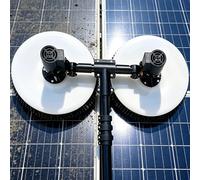 Professional Dual-Head Solar Panel Cleaning Machine, 11.4ft-24.6ft Adjustable Aluminum Rod, Photovoltaic Washing Tool Kit for Property Managers (Wired)