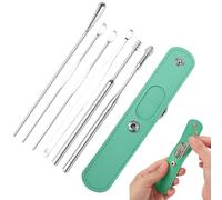 Professional Ear Cleaning Kit - Stainless Steel Wax Remover Tool with PU Storage Bag, Ears Cleaner Set for Adults Children, Non-Slip Grip | Easy Earwax Extraction Eaar Hygiene Kit for Travel Home Care