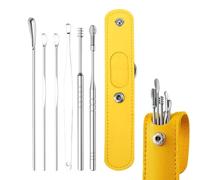 Professional Ear Cleaning Kit - Stainless Steel Wax Remover Tool with PU Storage Bag, Ears Cleaner Set for Adults Children, Non-Slip Grip | Easy Earwax Extraction Eaar Hygiene Kit for Travel Home Care