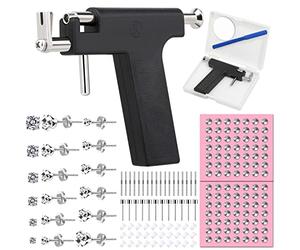 Professional Ear Piercing Gun Kit, Reusable Piercing Gun with Stainless Steel Piercing Earrings Studs, Crystal Earrings for At Home Salon Earlobe Cartilage Helix Tragus Piercing Tool Kit