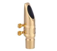 Professional Eb Alto Saxophone Mouthpiece Brass Gold Plated 6C Hard Rubber Tip Smooth Tone Comfortable Fit for Classical Music with 2 Reeds and Cap