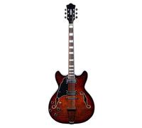 Professional Electric Guitar 6 String Jazz Left Handed Electric Guitar Semi Hollow Body Tailpiece Bridge(Type 1)
