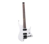Professional Electric Guitar Headless Electric Guitar Solid Mahogany Body Maple Neck Humbucker Pickup 6 Strings Fixed Bridge(White)