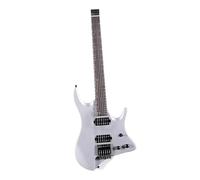 Professional Electric Guitar Headless Electric Guitar Solid Mahogany Body Maple Neck Humbucker Pickup 6 Strings Fixed Bridge(Grey)