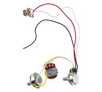 Professional Electric Guitar Prewired Wiring Harness, Guitar Circuit Kit with B500K A500K Potentiometers, Low - Noise Solderless Replacement for Strat Tele Guitars (Large Electric GU107 3cm)