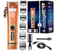 Professional Electric Hair Trimmer for Men Cordless Adjustable Beard & Hair Clipper Rechargeable Hair Cutting Machine Set with LCD Digital Display and 6 Limit Combs