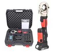 Professional Electric Hydraulic Crimping Tool Kit, Rechargeable Hydraulic Crimper with 12 Pairs of Dies, Crimp Wires from 10-300Mm² High Performance Cable Lug Crimper red
