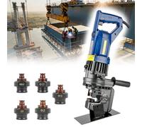 Professional Electric Hydraulic Hole Puncher Set, 10T Force, for Steel Plate, Complete Kit with 5 Dies and Tool Box