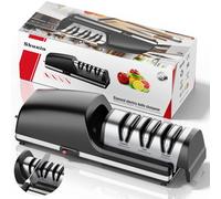 Professional Electric Knife Sharpener | Interchangeable Grinding Heads | 100% Diamond Abrasive, Precision Angle Guides, Suitable for Double Grinding & Serrated Edge