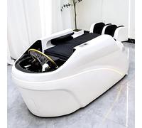 Professional Electric Massage Shampoo Bed for Salon, Head Spa Table with One-Piece White Glass Steel Design, Includes Water Cycle, Smart Massage, Ambient Light