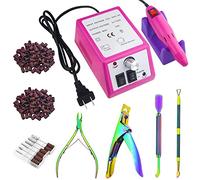 Professional Electric Nail Drill Machine Nail Clippers Set Nail Filer Electric and Nail Cutter for Acrylic Gel Nails Nails File Manicure Set with 206 PCS Sanding Bands Work for Home and Salon (Pink)