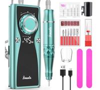 Professional Electric Nail Drill Set 45000 RPM USB Rechargeable 10H+ Battery Life with 12 Drills Electric Nail Files for Acrylic and Gel Nails- Portable Nail Drill for Salon and Home Use - Green