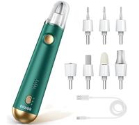 Professional Electric Nail File Set, Manicure Pedicure Kit,Cordless Nail Drill Machine, 8pcs Bits, 5 Speeds Hand Foot Care Tool for Grind Trim Polish(Green)