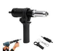 Professional Electric Rivet Gun Adapter Kit,Alloy Steel Rivet Gun Drill Adapter With 4 Nozzles,Electric Power Rivet Drill Attachment,Turn Your Drill Into A Riveting Beast For Cordless Drill (1PCS)