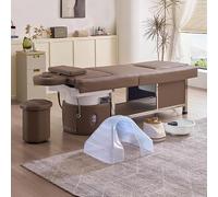 Professional Electric Shampoo Bed with Hidden Foot Bath, Head Therapy Massage Fumigation, Water Circulation System & Built-in Hot Water Heater for Salon Spa