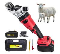 Professional Electric Sheep Shears with 2 Lithium Batteries, 500W Cordless Clippers for Goats Alpacas, Low Noise 13-Tooth Straight Blade Shearing Machine Kit