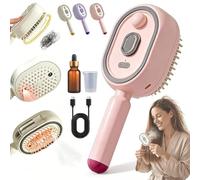 Professional Electric Spray Air Cushion Massage Comb for Women, 3-in-1 One-Click Self-Cleaning, Electric Spray & Massage Hair Brush with Light, 45-Minute Battery Life, Portable, 7.8x21.7cm (Pink)