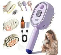 Professional Electric Spray Air Cushion Massage Comb for Women, 3-in-1 One-Click Self-Cleaning, Electric Spray & Massage Hair Brush with Light, 45-Minute Battery Life, Portable, 7.8x21.7cm (Purple)