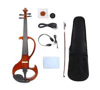 Professional Electronic Performance Practice Mute Music Instrument Solid Wood Performance Grade Electroacoustic Violin (Color : Imitation mahogany)