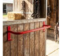Professional Equestrian Rug Rail, Red Wall Mounted Horse Rug Holder with Hooks, Powder-Coated Heavy Duty Stable Organizer for Horse Rugs & Tack