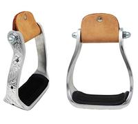 Professional Equine Horse Saddle Stirrups Western Aluminium Engraved Barrel Racing Rhinestones 51148PR