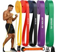 Professional Exercise Bands Set of 5, Heavy Duty TPE Resistance Bands (Up to 125lbs), 4.5mm Thick Exercise Bands for Pull-Up Progression & CrossFit,Odourless Workout Set with Pro Handles & Door Anchor