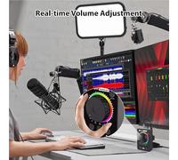 Professional External Sound Card Desktop Live Streaming Sound Board with USB Volume Knob BT Music Input for PC Phone Laptops Podcast Broadcasting Black 7.6x2.1x10.2cm