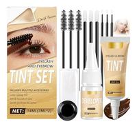 Professional Eyebrow & Eyelash Tint Kit for Natural Definition and Fuller Look - Easy DIY Dark Brown Brow & Lash Colour Set with Developer, Applicators & Mixing Tools for Long-Lasting Gentle Results