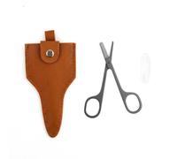 Professional Eyebrow Scissors with Comb, Stainless Steel Eyebrow Trimmer with Triangular Snap Leather Case, Precision Brow Shaping Tool for Women and Men, Portable Grooming Kit, Silver