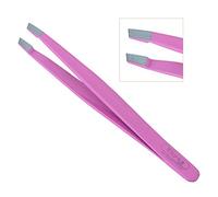 Professional Eyebrow Tweezers Hair Beauty Slanted Stainless Steel TWEEZER Tool (Pink)