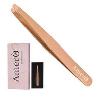 Professional Eyebrow Tweezers - Precision Stainless Steel Plucking Tool for Hair Removal, Fine Tip Beauty Tweezer for Brows, Face & Ingrown Hairs - Anti-Slip Grip Grooming Tool (Rose Gold)