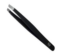 Professional Eyebrow Tweezers Set, Stainless Steel, Slant Tip, 13 cm, Pink, Silver, Black, Precision Plucking (1, Black)