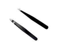 Professional Eyebrow Tweezers Set, Stainless Steel Slanted and Pointed Tip, 2 Piece Hair Removal Tools for Ingrown Hair, Blackhead Removal, Eyelash Extension