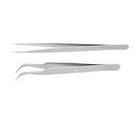 Professional Eyelash Extension Tweezers Set Stainless Steel Straight Curved Anti Static Matte Finish for Lash Artists Beauty Salon 2Pcs