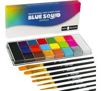 Professional Face Paint Kit - Blue Squid PRO 20x10g Classic Color Palette with Paint Brushes, Professional Face & Body Painting Supplies SFX, Adult & Kids, Superior Safe Paint Sensitive Skin