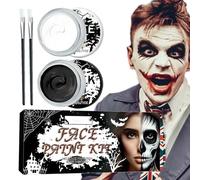 Professional Face Paint Set - Black and White Palette with Brushes, Ideal for Creative Applications, Large Capacity Makeup Set, Perfect for Skeleton and Vampire Looks, Suitable