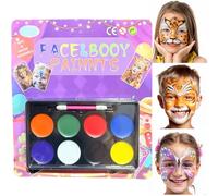 Professional Face Painting Kit for Kids, Face Paint Halloween Makeup Kit, Face paints for children, 8 Colours Face and Body Painting Palette, Non-Toxic & Washable Body Piant for Halloween Make Up