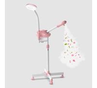 Professional Facial Steamer, 2In1 Face Steamer on Wheels for Facial Deep Cleaning, SPA Facial Steamer for Esthetician with 5X Magnifying Lamp, Stand Face Steamer with Time Setting, Pink