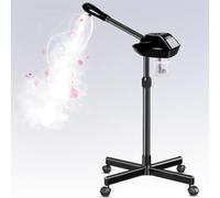 Professional Facial Steamer, Face Steamer on Wheels, Esthetician Beauty Face Equipment with More Steam for Clean Skin and Moisturizes, Adjustable Height and Angle for Beauty, Spa and Home Use（Black）