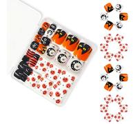 Professional Fake Nails False 48PCS Pumpkin Cats Pattern with Floral Accents Tips for Busy Women Striped Cats Art Designs